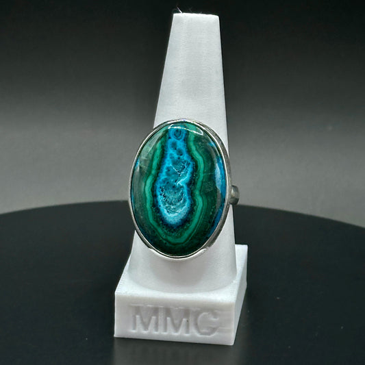 Chrysocolla Malachite Sterling Silver Ring - Clara