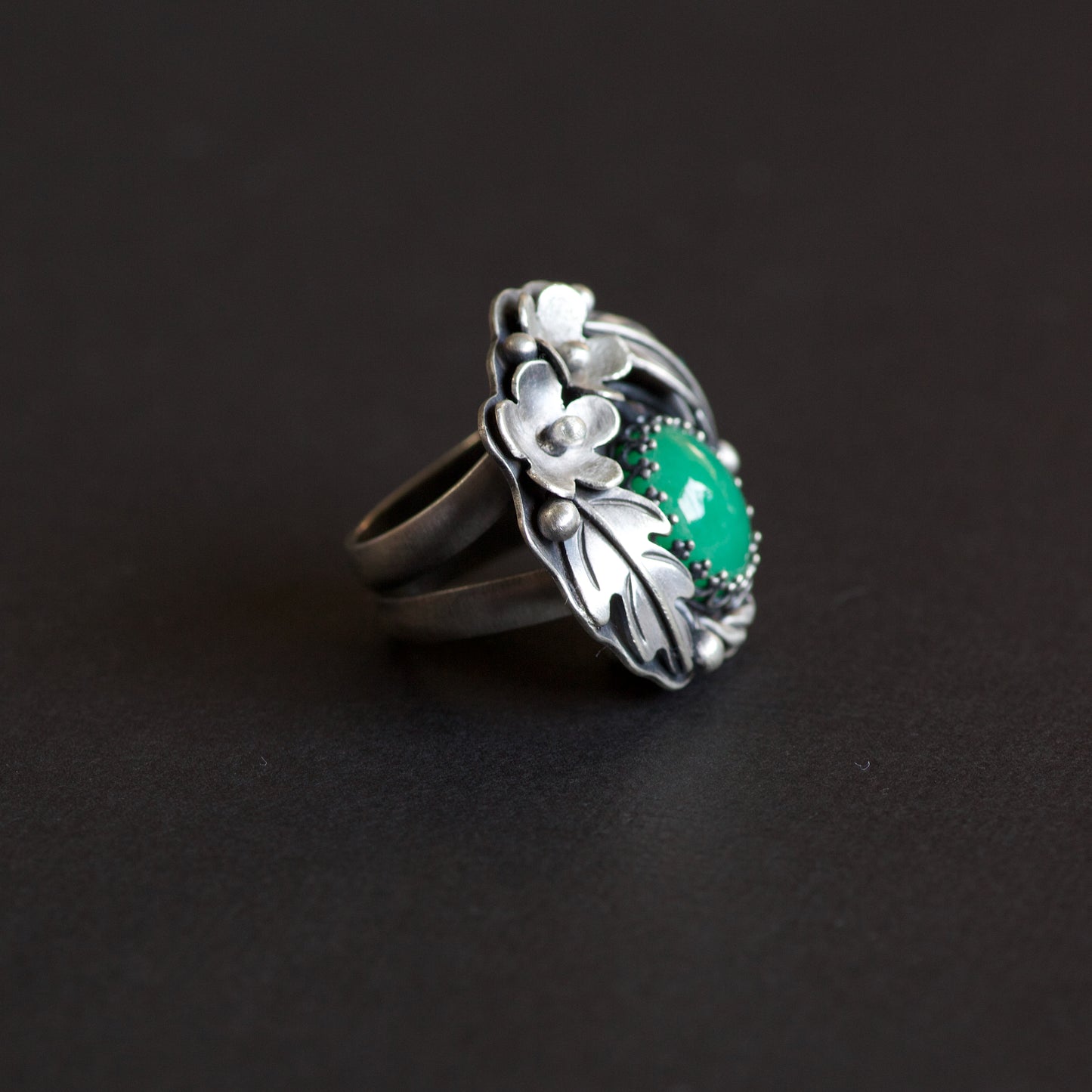 Chrysoprase Hawthorn Sterling Silver Ring - Callie