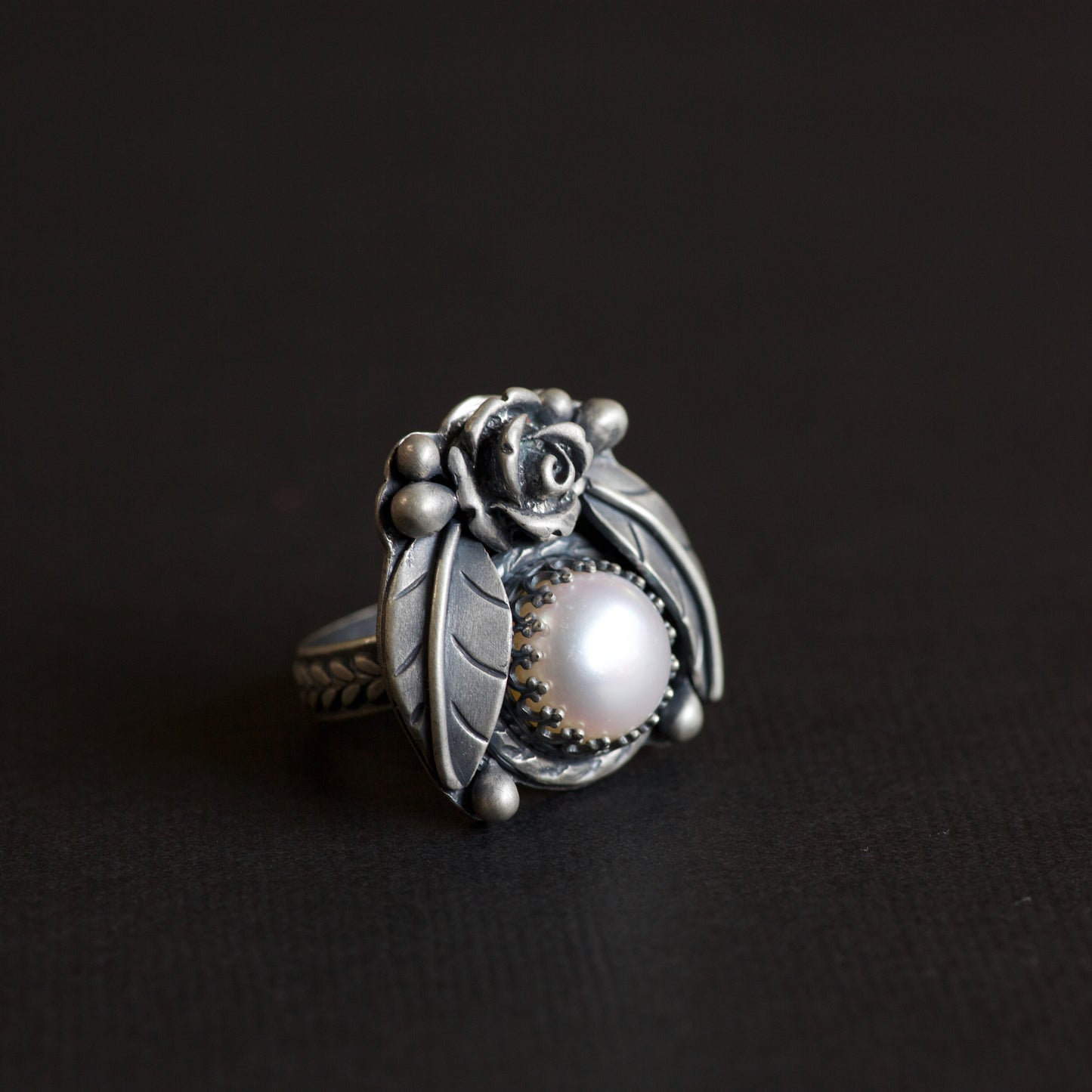 Freshwater Pearl Rose Ring (Fiona) Size: 7 1/2 or O 1/2