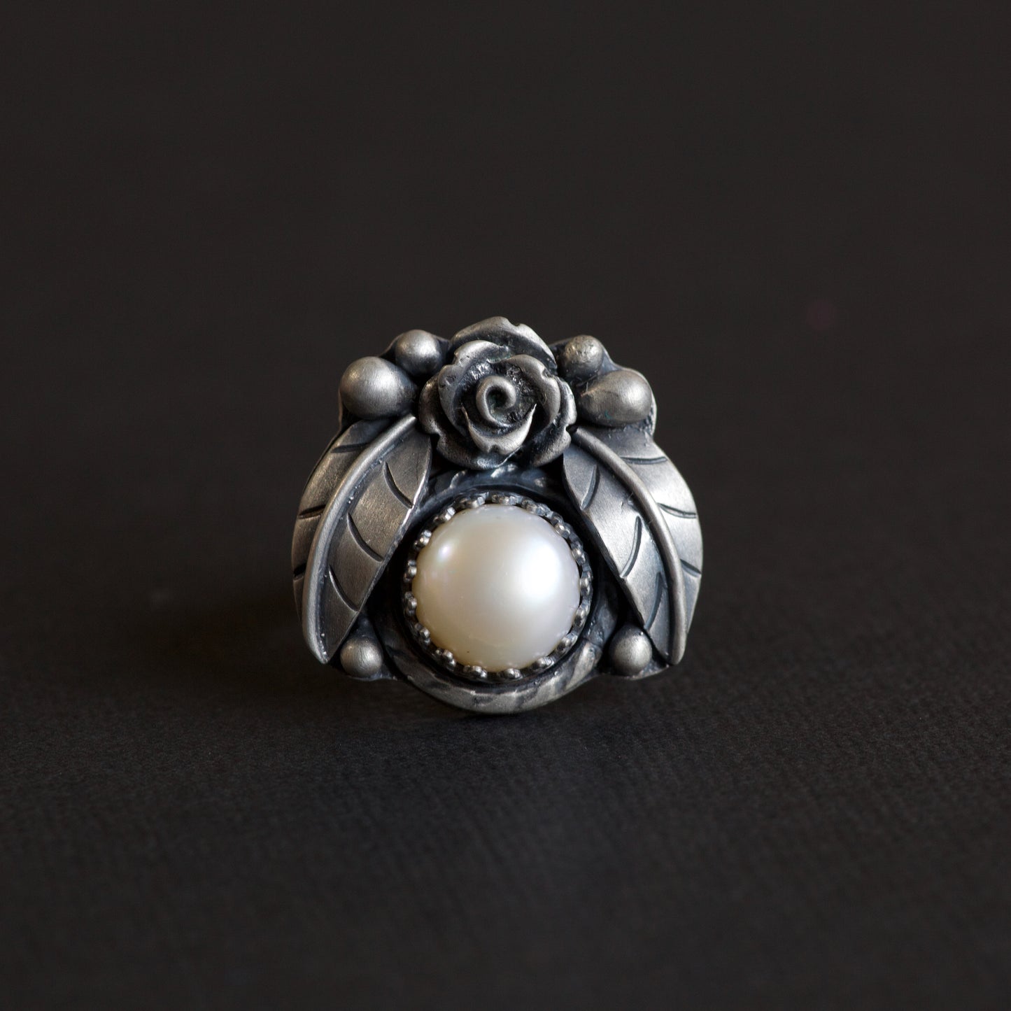 Freshwater Pearl Rose Ring (Flora) Size: 7 3/4 or P