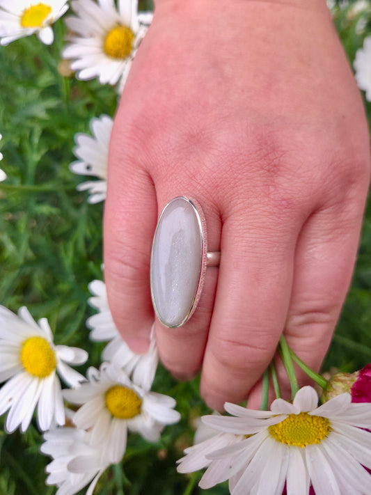Grey Moonstone Sterling Silver Ring - Mary
