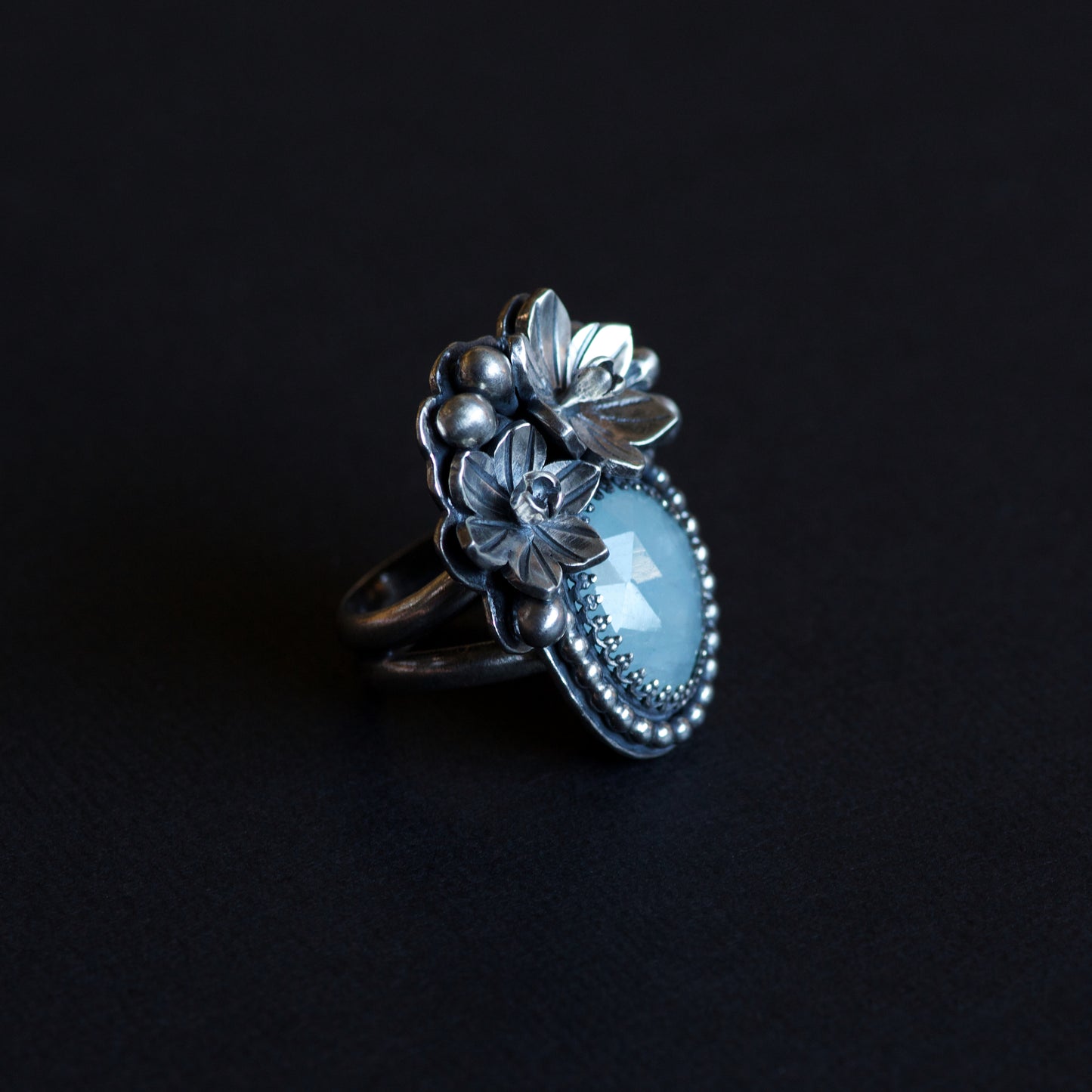 Aquamarine Daffodil Ring (Chloe) Size: 7 or N 1/2
