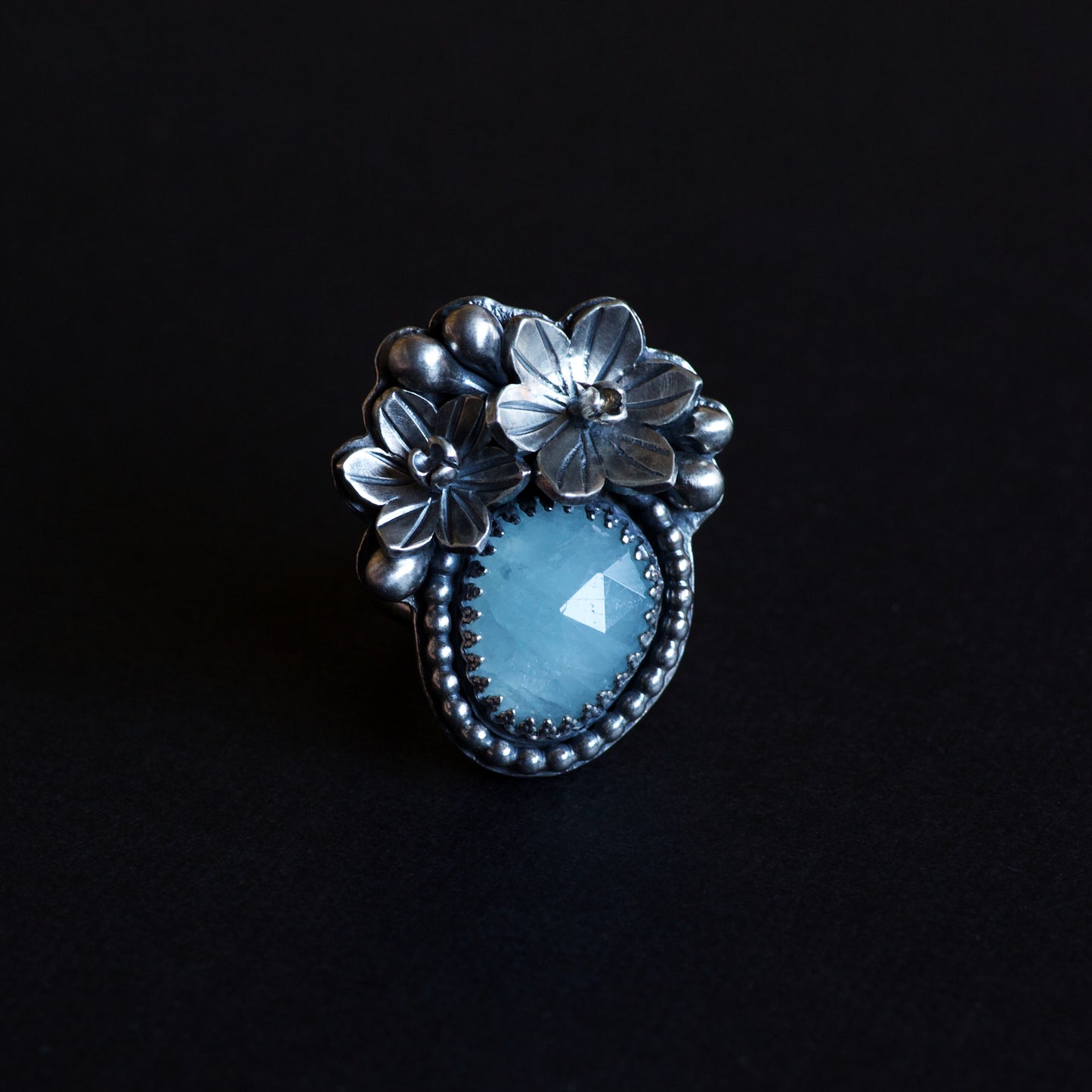 Aquamarine Daffodil Ring (Chloe) Size: 7 or N 1/2