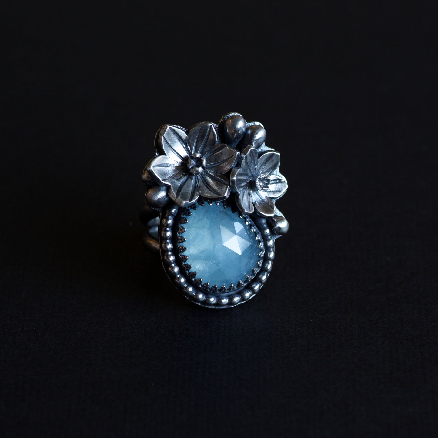 Aquamarine Daffodil Ring (Charlotte) Size: 7 1/2 or O 1/2