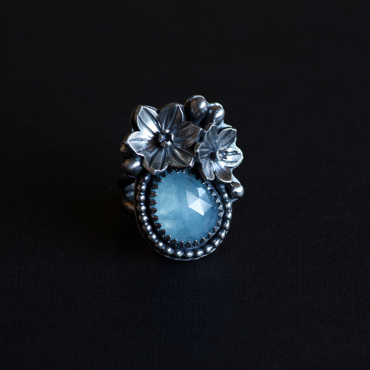 Aquamarine Daffodil Ring (Charlotte) Size: 7 1/2 or O 1/2