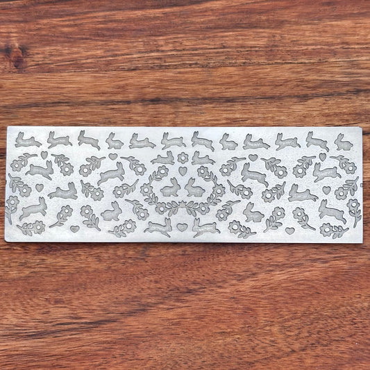 Steel Texture Plate for Rolling Mill, Hydraulic Press or Hand Hammering, Easter Bunny, Rabbit, #SP066