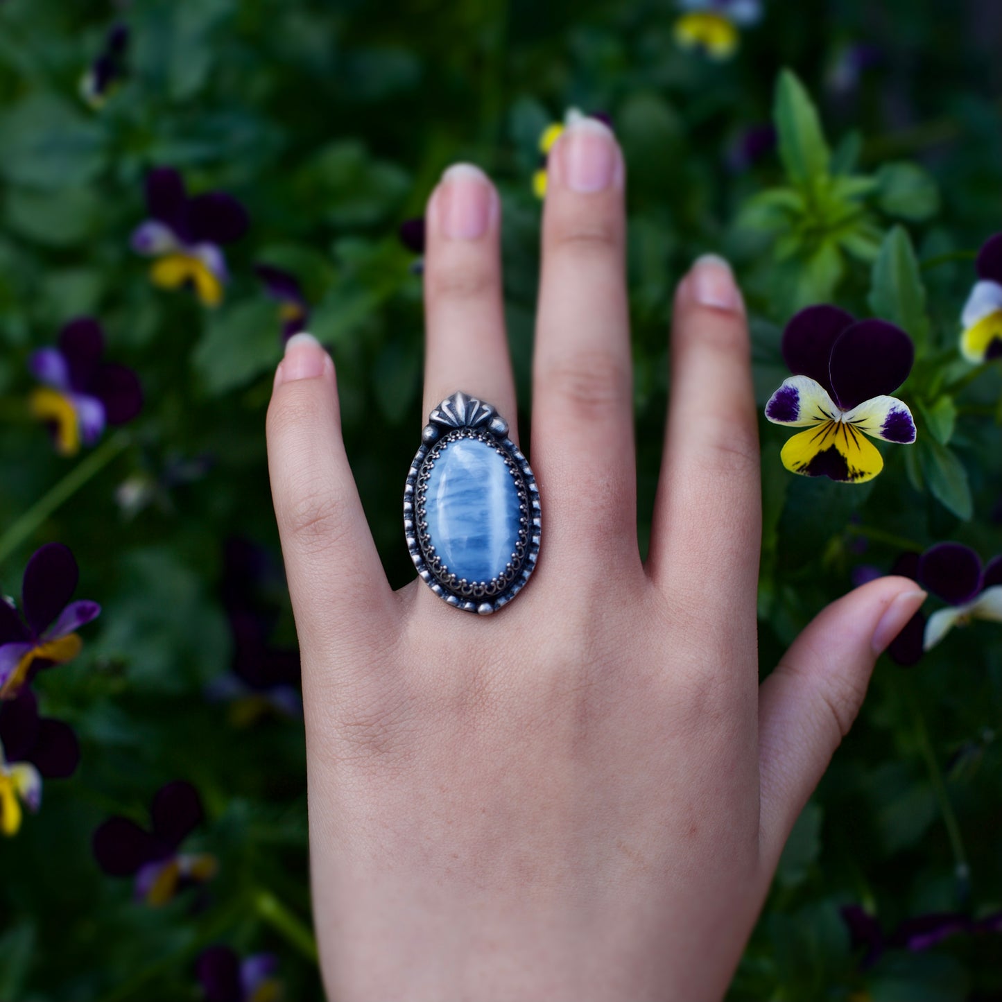 The Ocean Blue Opal Ring - Size: 7 1/4 or O