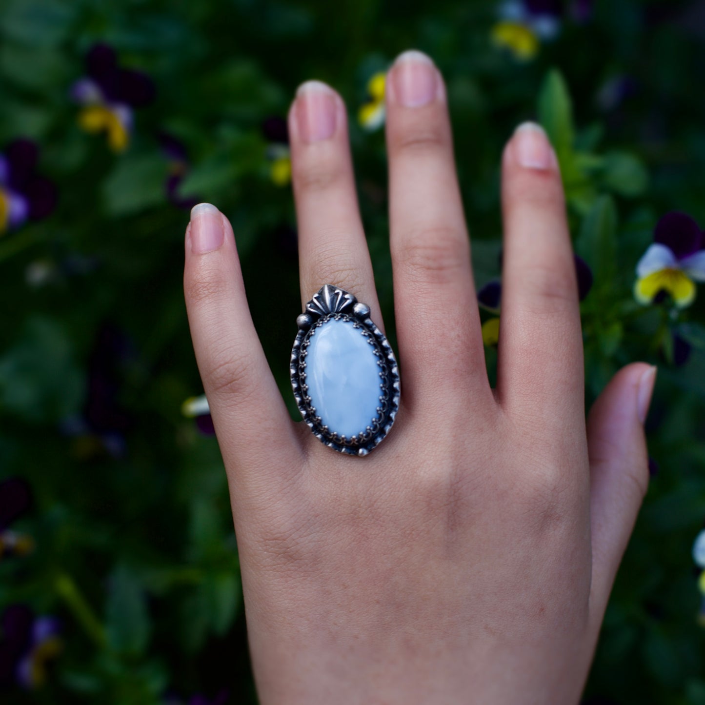 The Sky Blue Opal Ring - Size: O