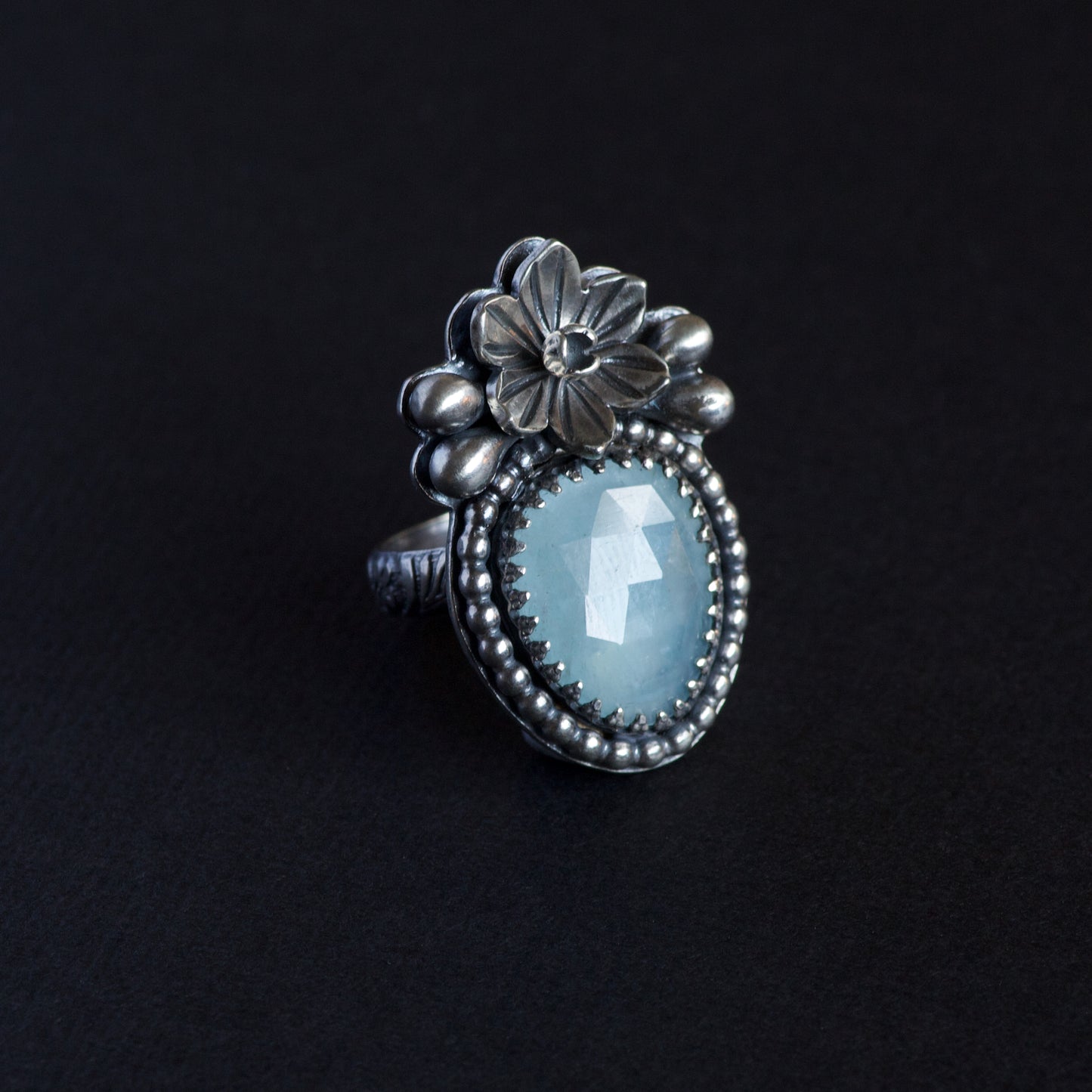 Aquamarine Daffodil Ring (Beth) Size: 6 1/4 or M