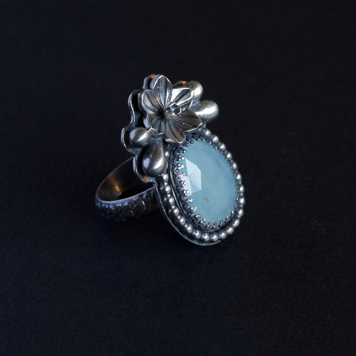 Aquamarine Daffodil Ring (Bianca) Size: 7 1/4 or O