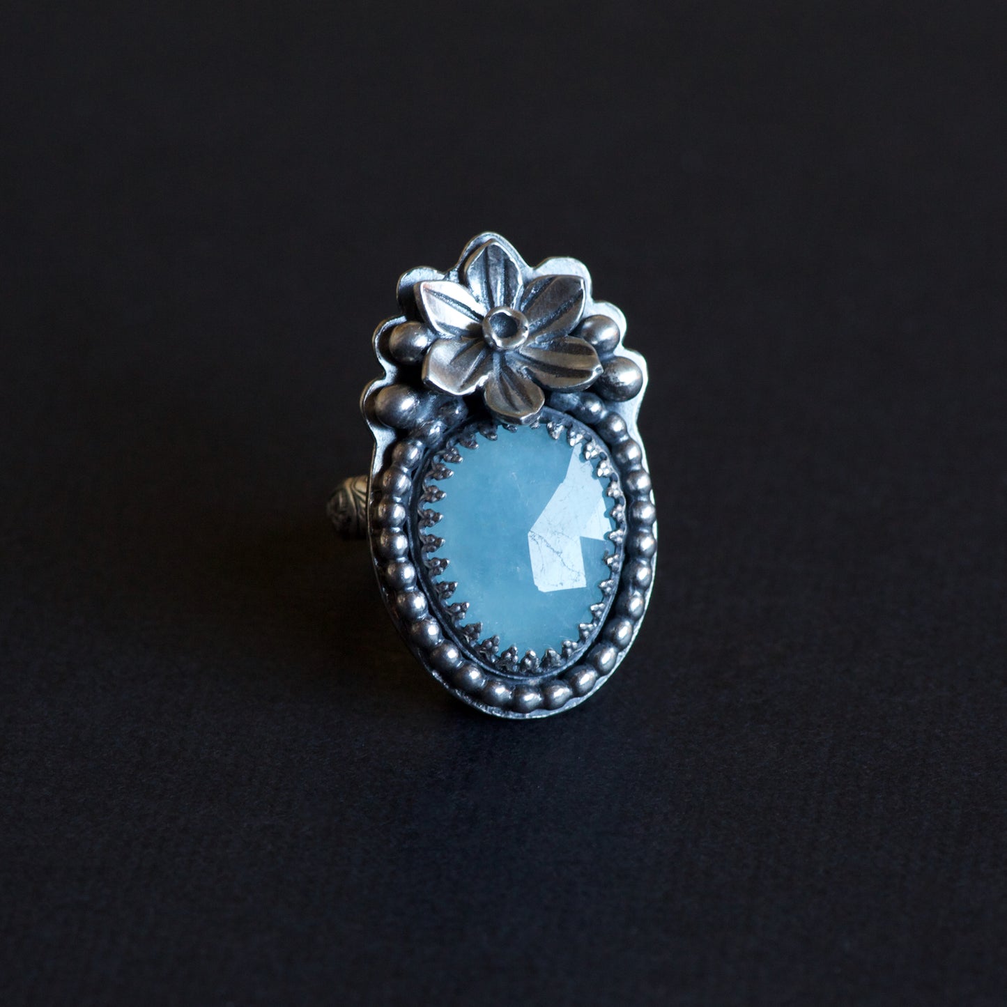 Aquamarine Daffodil Ring (Bonnie) Size: 6 3/4 or N