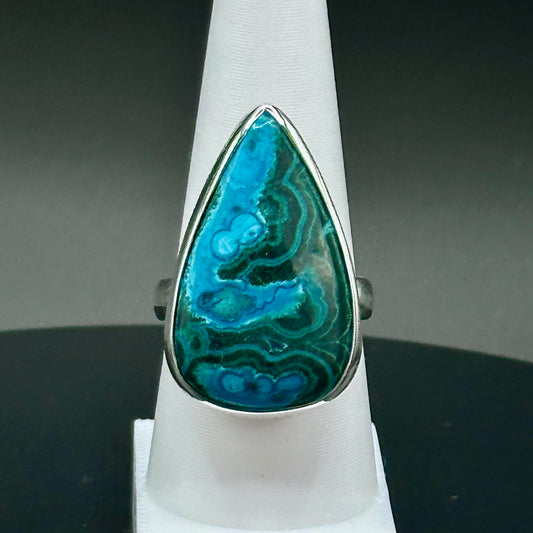 Chrysocolla Malachite Sterling Silver Ring - Calla