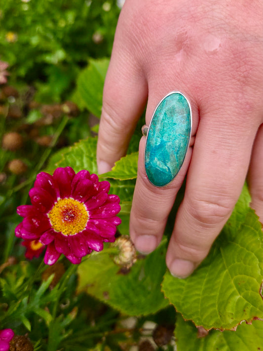 Chrysocolla Sterling Silver Ring - Chloe