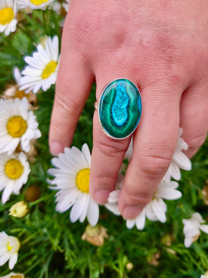 Chrysocolla Malachite Sterling Silver Ring - Clara