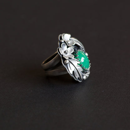 Chrysoprase Hawthorn Sterling Silver Ring - Callie