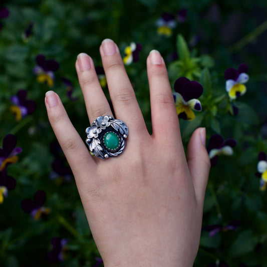 Chrysoprase Hawthorn Sterling Silver Ring - Callie