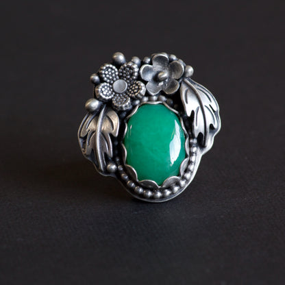 Chrysoprase Hawthorn Sterling Silver Ring - Celeste