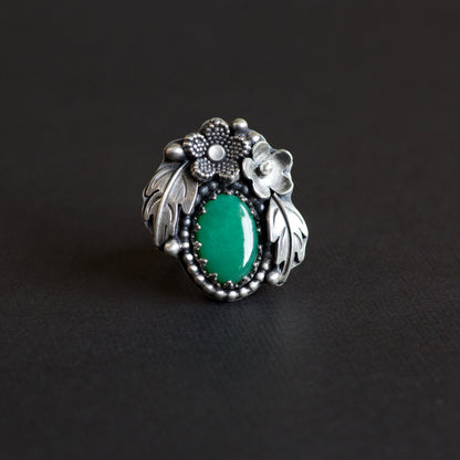 Chrysoprase Hawthorn Sterling Silver Ring - Camila
