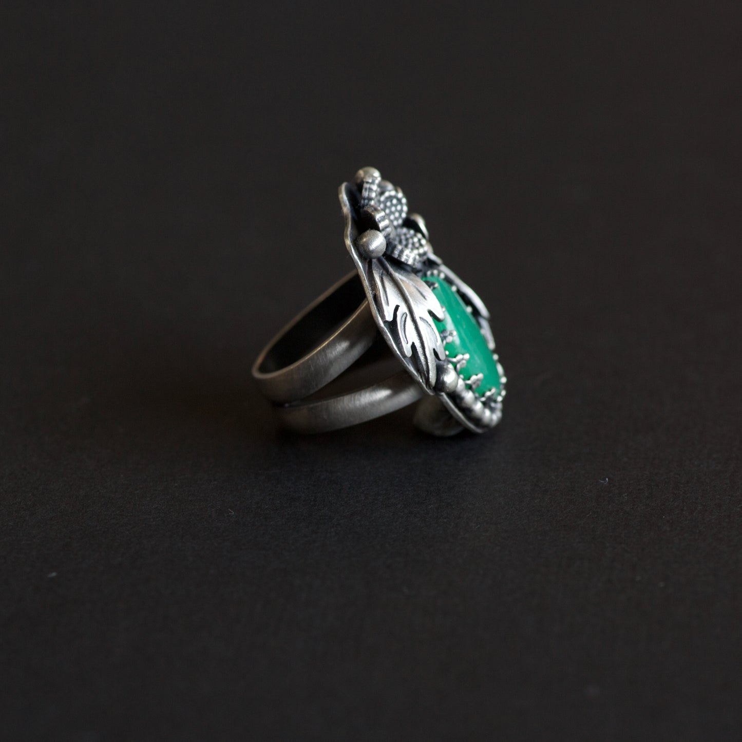Chrysoprase Hawthorn Sterling Silver Ring - Camila