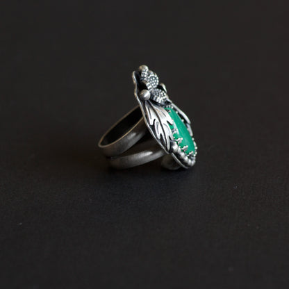 Chrysoprase Hawthorn Sterling Silver Ring - Camila