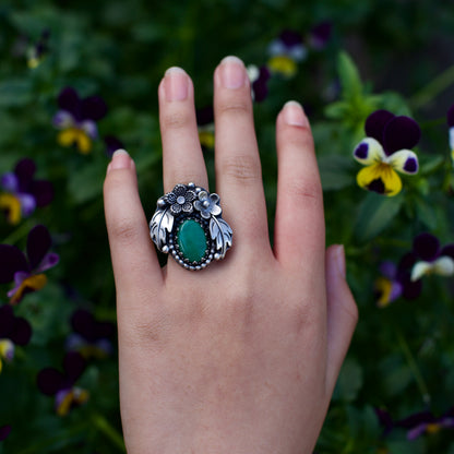 Chrysoprase Hawthorn Sterling Silver Ring - Camila