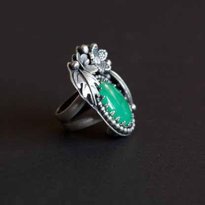 Chrysoprase Hawthorn Sterling Silver Ring - Charlotte