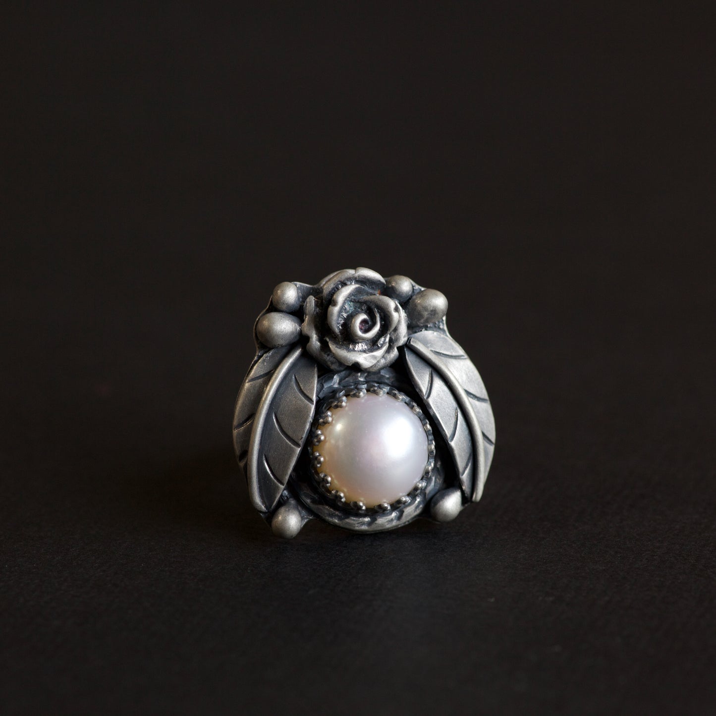 Freshwater Pearl Rose Ring (Fiona) Size: 7 1/2 or O 1/2