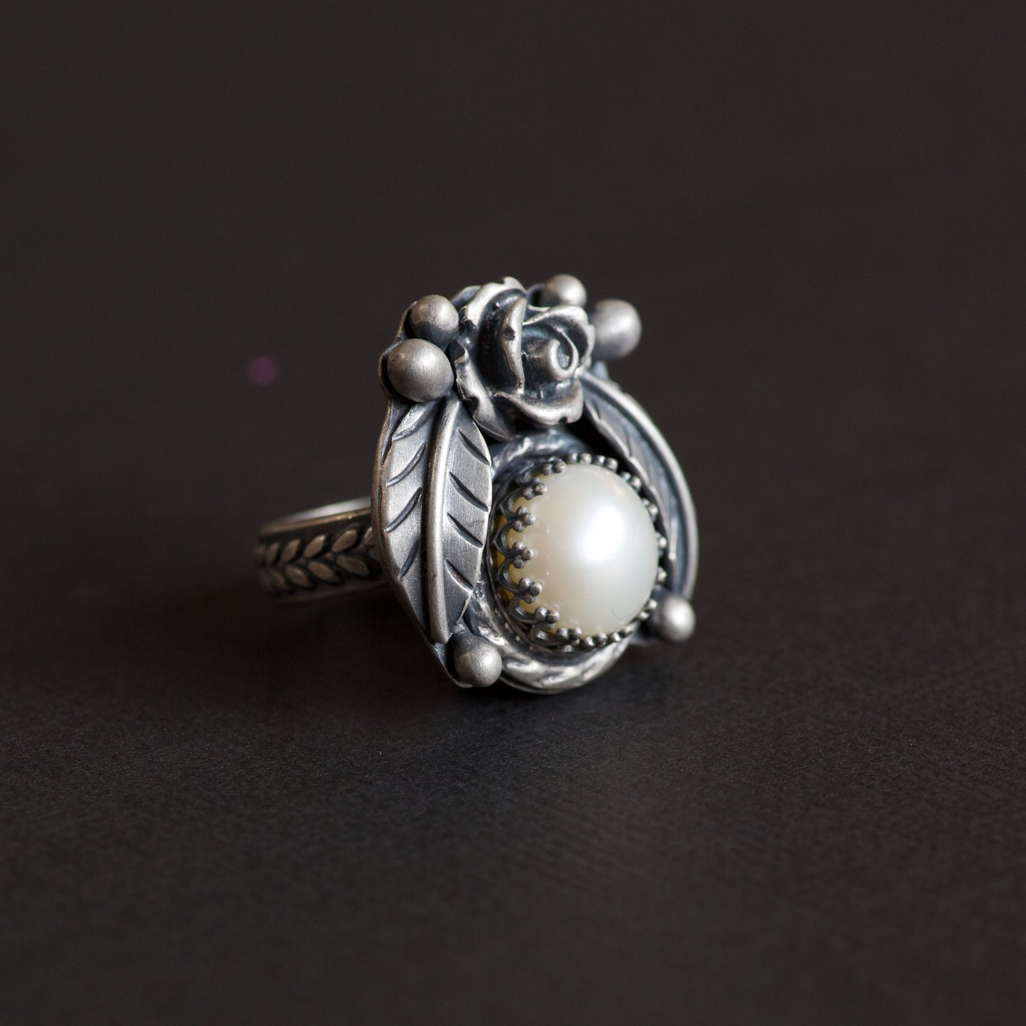Freshwater Pearl Rose Ring (Fleur) Size: 7 1/4 or O