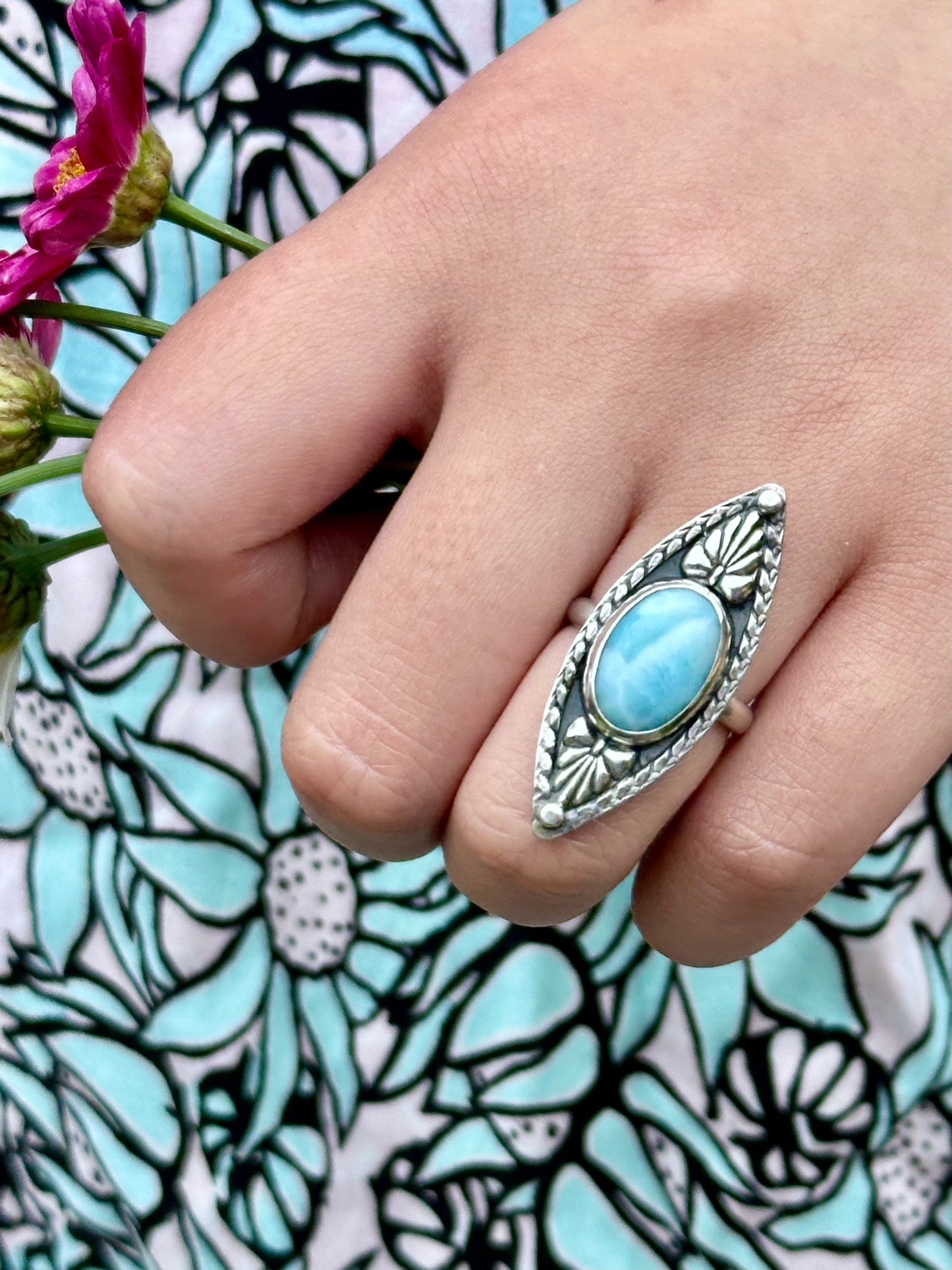 Larimar Sterling Silver Ring - Laura