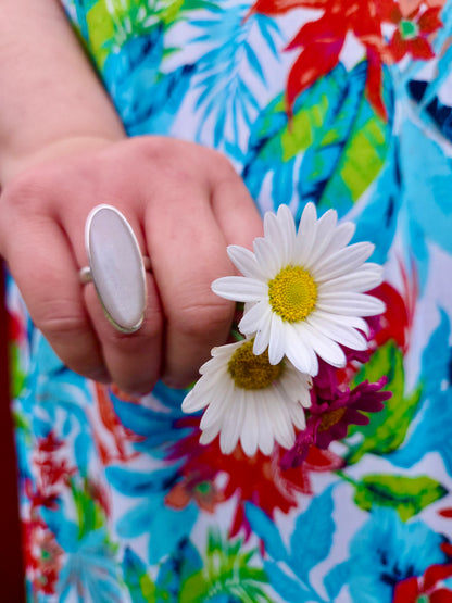 Grey Moonstone Sterling Silver Ring - Mary