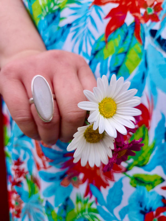 Grey Moonstone Sterling Silver Ring - Mary