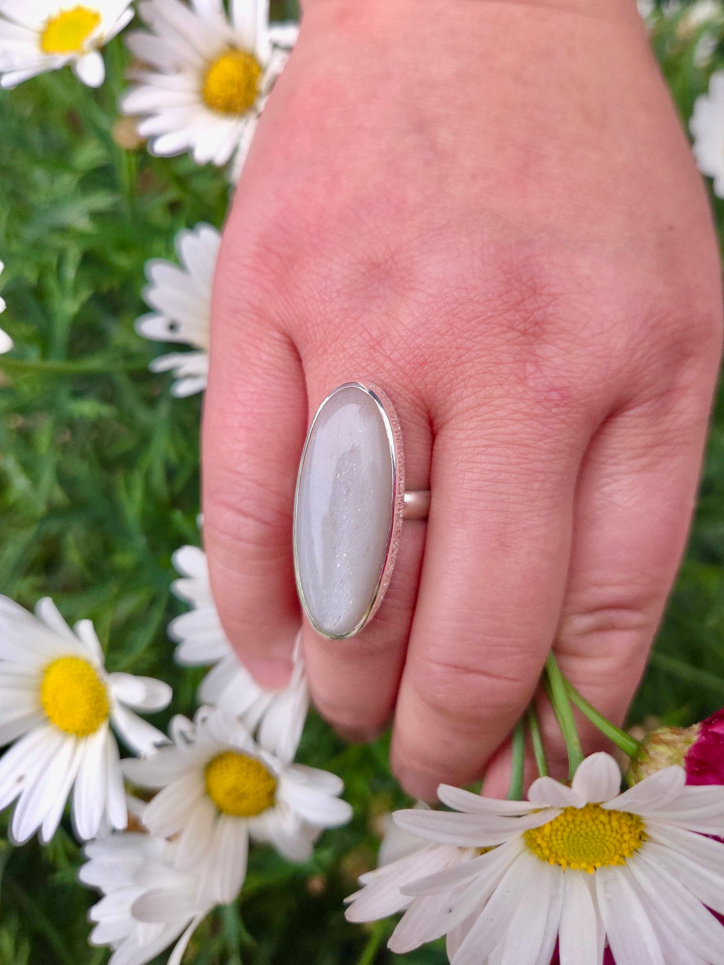 Grey Moonstone Sterling Silver Ring - Mary