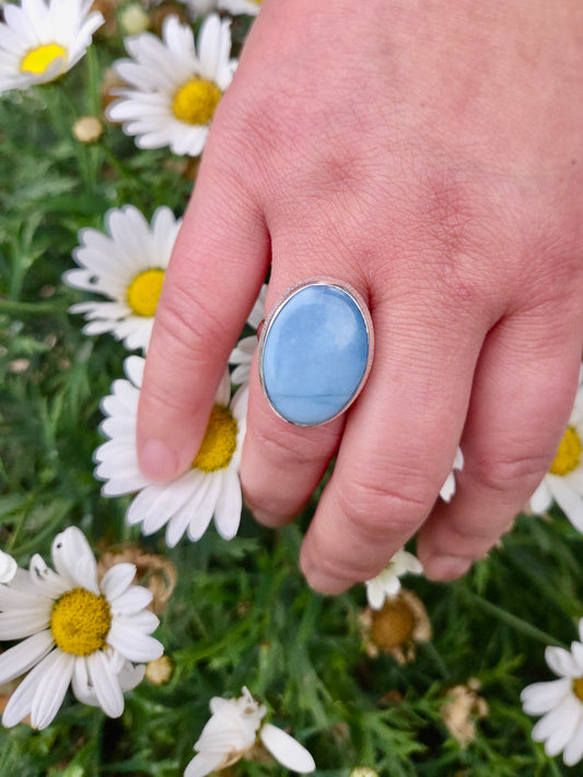 Owyhee Blue Opal Sterling Silver Ring - Ocean