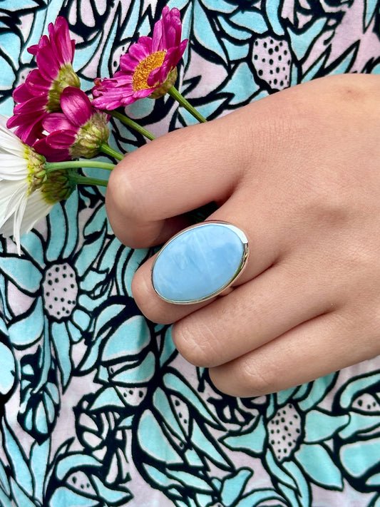 Owyhee Blue Opal Sterling Silver Ring - Ona