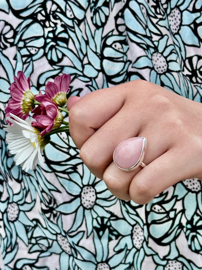 Peruvian Pink Opal Sterling Silver Ring - Paisley