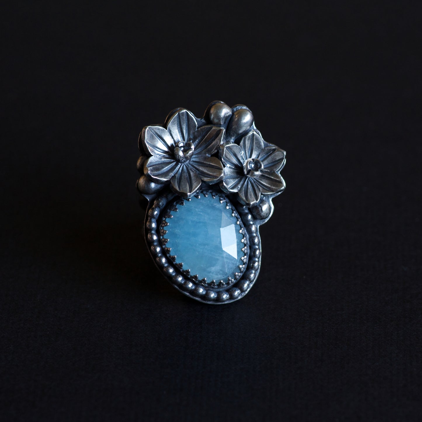Aquamarine Daffodil Ring (Clara) Size: 6 1/4 or M