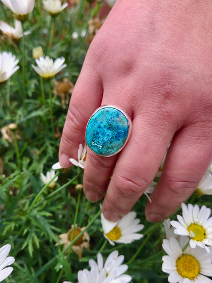 Shattuckite Sterling Silver Ring - Sofia