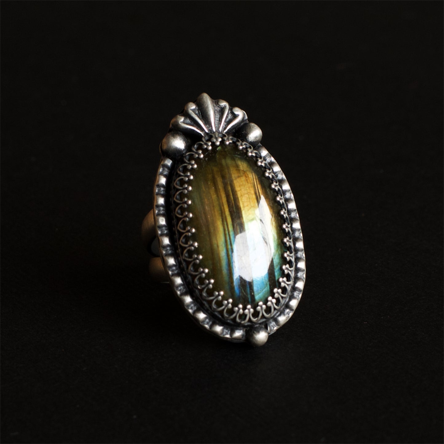 Dust Forest Rainbow Labradorite Ring - Size: 6 1/2 or M 1/2