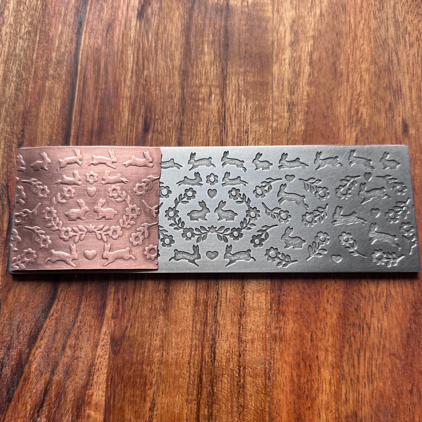 Steel Texture Plate for Rolling Mill, Hydraulic Press or Hand Hammering, Easter Bunny, Rabbit, #SP066