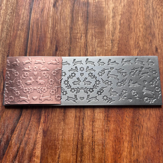 Steel Texture Plate for Rolling Mill, Hydraulic Press or Hand Hammering, Easter Bunny, Rabbit, #SP066